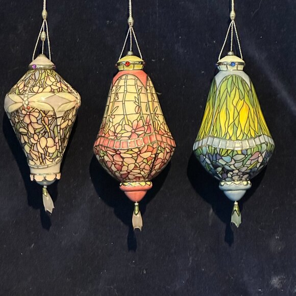 Bradford Exchange Era Of Louis Tiffany Heirloom Porcelain Ornament Collection - Picture 8 of 8